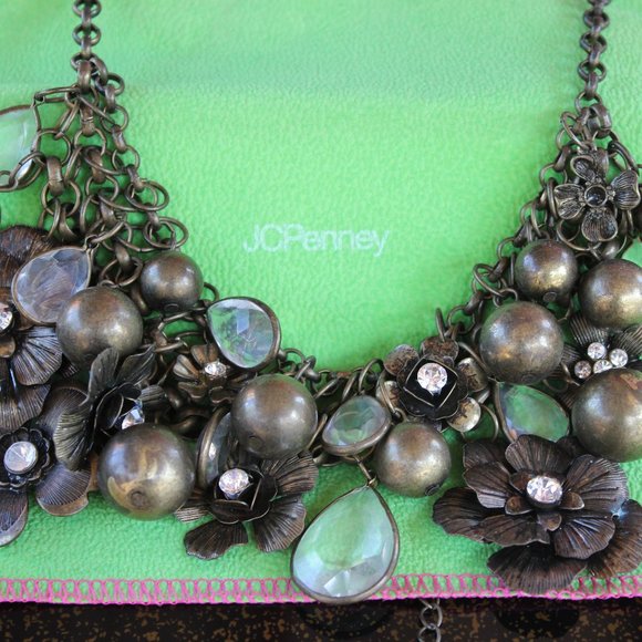 🤎 Bronze Floral Daisy Jeweled Neckl - Picture 2 of 9